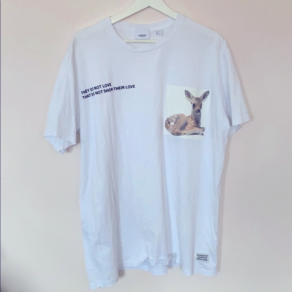Burberry Deer Montage Print Cotton T Shirt
